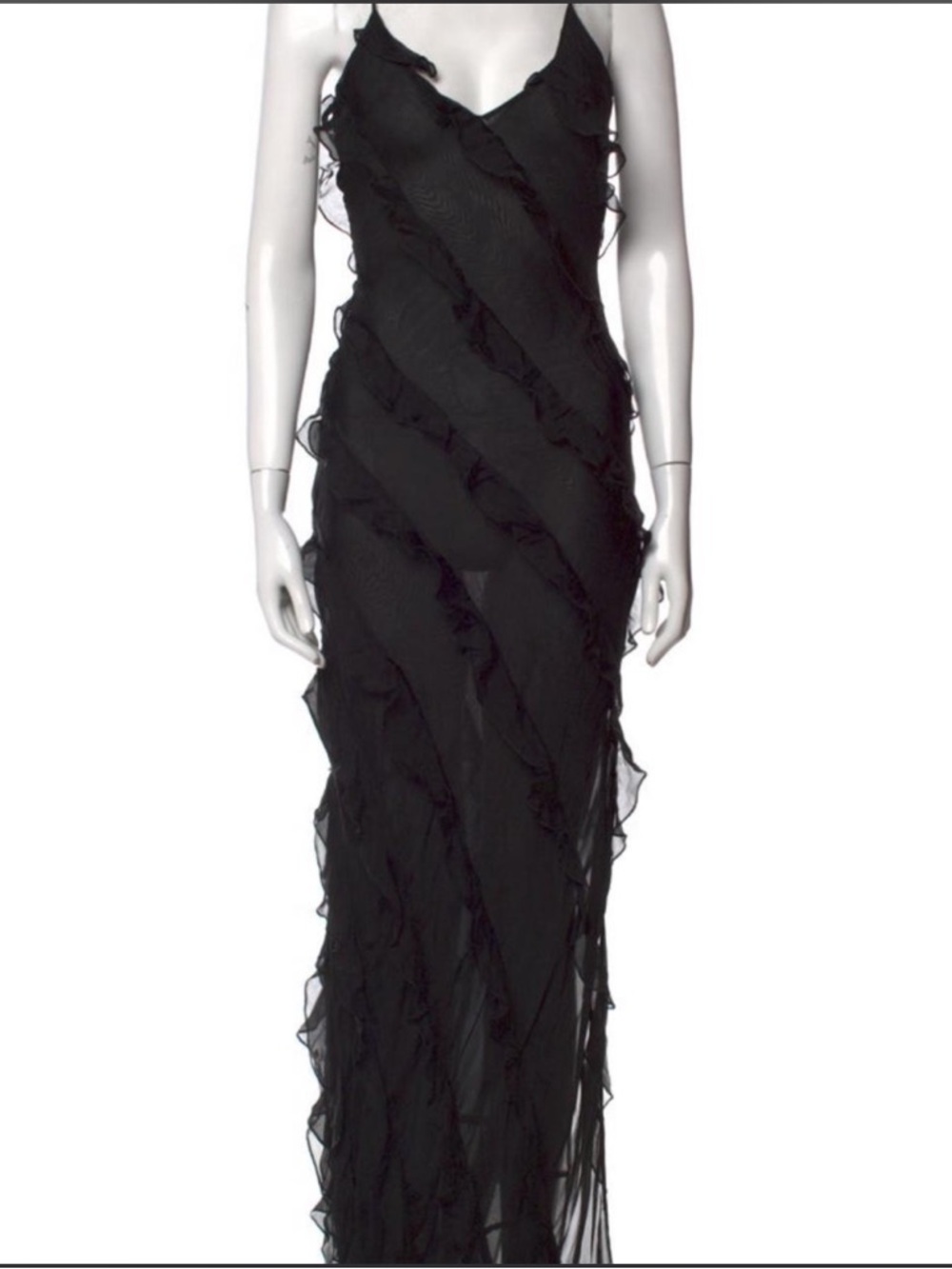 Rat & Boa Black Ruffle Slip Maxi Dress